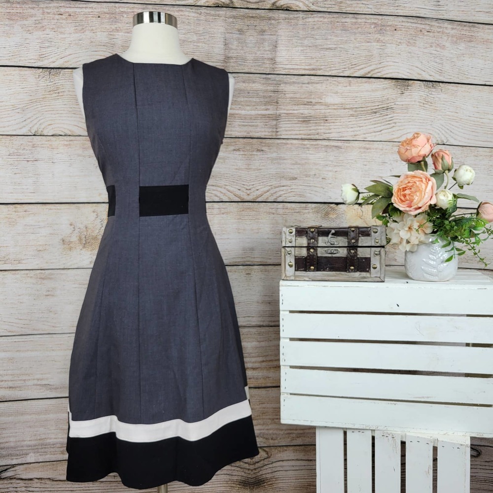 Calvin Klein Colorblocked Belted Fit & Flare Dress 4